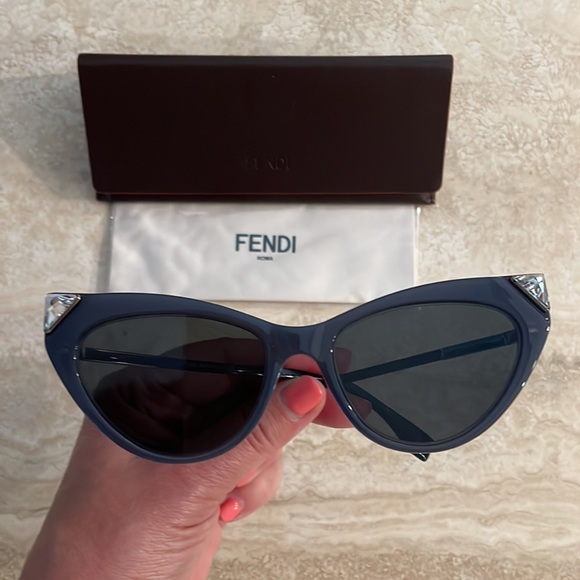 Fendi Blue Crystal Cat EyeSunglasses main image 11
